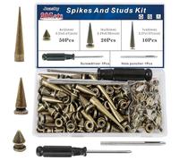 80sets Spike Studs for Clothing,Bronze Multi Spikes and Studs Kit for Clothes Crafts 7x40mm 10x25mm 8x12mm