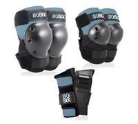 80SIX Kids & Adults Knee Pads Elbow Pads Wrist Guards 6 in 1 Protective Gear Set for Skateboard, Bike, Motorbike, Scooter, Roller Skates, Inline Skates & BMX Bike Multi-Sport, Stone Blue S/M