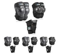 80Six Kids’ Multi-Sport Pad Set with Wristguards, Elbow Pads, and Knee Pads, Black, Junior - Ages 5+ (Pack of 4)