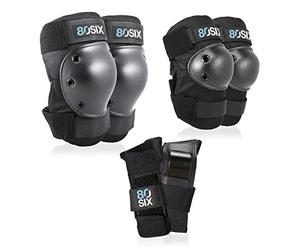 80Six Kids’ Multi-Sport Pad Set with Wristguards, Elbow Pads, and Knee Pads, Black, Small/Medium - Ages 8+