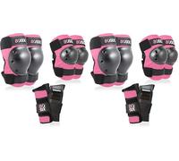 80Six Kids’ Multi-Sport Pad Set with Wristguards, Elbow Pads, and Knee Pads, Pink, Junior - Ages 5+ (Pack of 2)