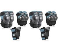 80Six Kids’ Multi-Sport Pad Set with Wristguards, Elbow Pads, and Knee Pads, Stone Blue, Medium/Large - Ages 14+ (Pack of 2)