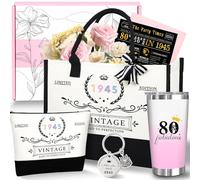 80th 1945 Birthday Gifts for Women, 80 Year Old Birthday Fabulous Gifts for Women, Cool 80th Birthday Canvas Tote Bag Gift for Woman, Turning 80th Cup Birthday Basket for Her Mom Sister Wife Grandma
