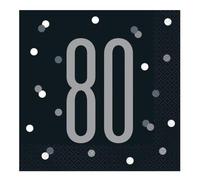 80th Age 80 Happy Birthday Black Paper Disposable Napkins Napkin Party Tableware Eco Friendly UP