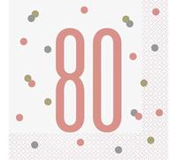 80th Age 80 Happy Birthday Rose Gold Paper Disposable Napkins Napkin Party Tableware Eco Friendly UP