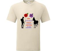 80th Anniversary D-Day Landings Soldier War Horse 1944-2024 Poppy T-Shirt (UK, Numeric, 38, 40, Regular, Regular, Natural)