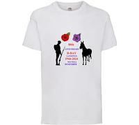 80th Anniversary D-Day Landings Soldier War Horse 1944-2024 Poppy T-Shirt (UK, Numeric, 38, 40, Regular, Regular, White)