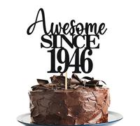 80th Awesome since1946 Cake Topper Cheers to 80 Years Birthday Cake Pick 80 Fabulous Cake Decoration for Happy 80th Birthday Anniversary Party Cake Decorations Supplies