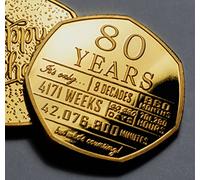 80th Birthday 24ct Gold Commemorative. 80 Years 'But Who's Counting' Gift/Present Congratulations/Party/Ideas Celebrating 80 Eighty Grandad/Grandma