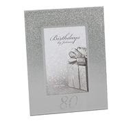 80th Birthday 4" x 6" Glitter Mirrored Glass Frame, 80 design