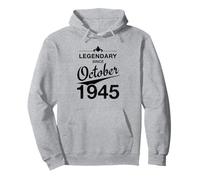 80th Birthday 80 Year Old Born in October 1945 Vintage Pullover Hoodie