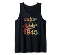 80th Birthday 80 Year Old Born in October 1945 Vintage Tank Top