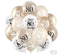 80th Birthday Balloons Decorations for Her, White Gold 80th Theme Party Decor, Champagne Gold and Confetti Latex Balloon, Happy 80th Birthday Party for Men Women Birthday Party Decoration Supplies