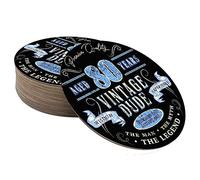 80th Birthday Beer Mats Drinks Coasters for Men - Cardboard Party Table Decorations Accessories Gifts for Home Bars Pubs Parties - Dude - Pack of 24
