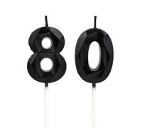 80th Birthday Candles, Black Number Candles Birthday Decoration, Happy Birthday Cake Toppers, for Birthday Parties Weddings Company Anniversaries (Black, 80)