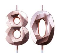 80th Birthday Candles for Cakes Number Candles Rose Gold Cake Candles for Anniversary Birthday Party Decorations Cake Toppers 80th Birthday Cake Candles