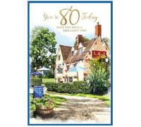 80th Birthday Card - Age 80 Adult Him Men Male - Size: 7.5" x 5.25" (F)