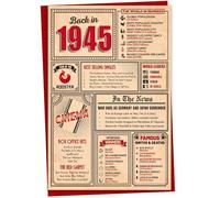 80th Birthday Card - Back in 1945 In This Year Card, Greeting Card for Men and Women, Birthday Cards for Women, Birthday Cards for Men, 80th Anniversary Card, 5x7