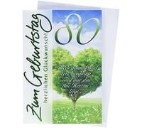 80th Birthday Card Basic Classic - Heart Tree - 11.6 x 16.6 cm