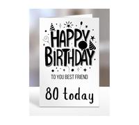 80th birthday card for Best Friend, gifts for girl, girls, boy, boys, gift, presents, female, male, him, her, men, women, Happy birthday to you, 80 years old today, A5-276o_20