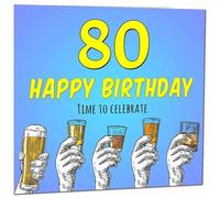 80th Birthday Card for Men Him Beer Drinks Men's Birthday Card for 80 Year old Woman Ladies Grandma Nan Mum Aunt Friend Sister Eighty Eightieth Nanny