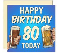 80th Birthday Card for Men Him Men's Beer Birthday Card for 80 Year old Woman Ladies Grandma Nan Mum Aunt Friend Sister Eighty Eightieth Nanny