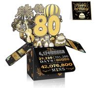 80th Birthday Card for Men & Women, 3D Pop Up Birthday Greeting Card, Black & Gold 80 years old Birthday Decorations & Gifts for Him or Her, Ideal for Father, Mother, Sister, and Special Cousin