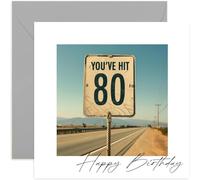 80th Birthday Card for Men Women - Fun Age Birthday Card for Him Her - Traffic Speed Sign Happy Birthday Card for Grandparents, Grandad, Brother, Sister, Dad, Mum