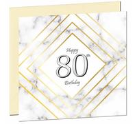 80th Birthday Card for Men Women - White Marble Gold - Birthday Cards for 80 year old Man Eighty Eightieth Mum Dad Grandad Uncle Bday Gift Nan Grandpa Aunt