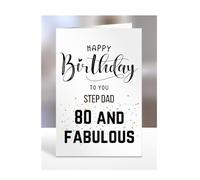 80th Birthday Card for Step Dad, Happy Birthday, Gifts for Men or Women, Presents for Christmas, 80 and fabulous, 80 years old, Greetings Card, A5-98_175