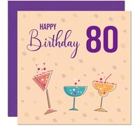 80th Birthday Card for Women - Cocktails - Any Age ladies Birthday Card for 80 Year old Eighty Eightieth