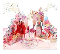 80th Birthday Card for Women, Musical & Light Birthday Cards for 80th Women, Pop-Up Champagne Greeting Cards Birthday Gifts for 80 year old women, Mum, Grandma, Grandmother, Sister