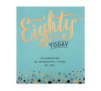 80TH Birthday Card from Hallmark - Embossed Text Design