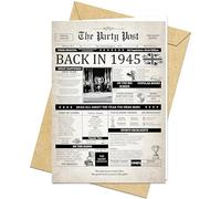 80th Birthday Card Happy Bday Jumbo Card for Men or Women Born In 1945 Big Funny Gifts for Dads or Moms Touring 80 Years Old. Vintage Party Decor Gift Ideas For Husband Wife. Retro Greeting Cards