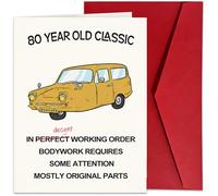 80th Birthday Card Humorous 80th Birthday Gifts for Men Funny Classic Vintage Car Design for Men as Thoughtful Dad Practical Warm Milestone Heartfelt Presents for Male Friends Family Members