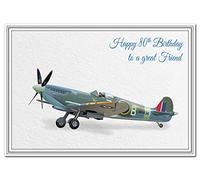 80th Birthday Cards for Men - Dad Son Husband etc - Special Unusual WW2 Spitfire (Friend 80th Birthday Card)