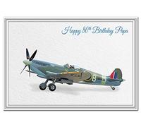 80th Birthday Cards for Men - Dad Son Husband etc - Special Unusual WW2 Spitfire (Papa 80th Birthday Card)
