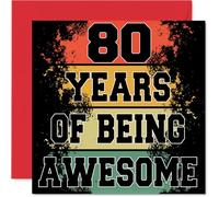 80th Birthday Cards for Men Women - Being Awesome - Happy Birthday Card for 80 Year Old Man Woman Grandad Auntie Nanny Nan, 145mm Bday Greeting Cards