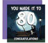 80th Birthday Cards for Men Women - You Made It To - Happy Birthday Card for 80 Year Old Man Woman Grandad Auntie Nanny Nan, 145mm Bday Greeting Cards