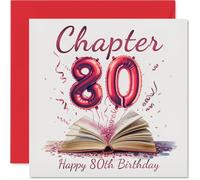 80th Birthday Cards for Women Men - Start of Another Chapter - Happy Birthday Card for 80 Year Old Woman Man Grandad Auntie Nanny Nan, 145mm Bday Greeting Cards