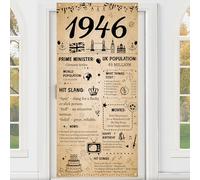 80th Birthday Decoration Men Women - Vintage Retro Back In 1946 UK Backdrop Background Door Cover Cheers To 80 Years Themed Banne Poster For 80 Year Old Party Outdoor Indoor Anniversary Supplies