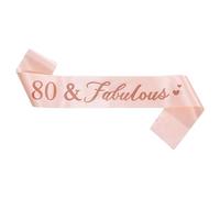 80th Birthday Decorations 80th Birthday Decorations for Women 80 & Fabulous Sash 80th Birthday Sash for Women Satin Rose Gold 80th Party