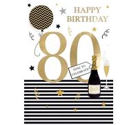 80th Birthday for Him Shine, Celebrate, Fun! Contemporary Birthday Card ELML049