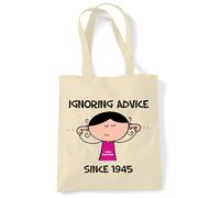 80th Birthday Gift Bag for Ladies - Funny 'Ignoring Advice Since 1945' Design, Reusable 100% Cotton Shoulder Bag, 42x38cm, Vibrant Hard-Wearing Print - Perfect Ladies 80th Birthday Gifts