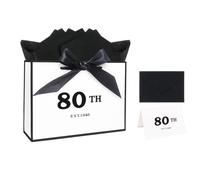 80th Birthday Gift Bag for Men, 80th Birthday Bag with Tissue Paper & Card, Birthday Gift Bag with Handles