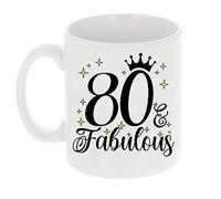 80th Birthday Gift for Women Age & Fabulous Mug Gift for Coffee Lovers Tea Cup Present 11oz Coffee Mug Funny Novelty Mug Gift for Men or Women