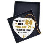 80th Birthday Gift for Women Men Ceramic Heart Shaped Plaque, Ceramic 80th birthday Keepsake Gifts, Happy Birthday Mum, Grandma, Dad, Husband, Wife from Son, Nan, Grandad Birthday Present
