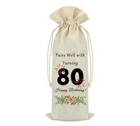 80th Birthday Gift Ideas for Women Men 80 Years Old Birthday Party Decoration Wine Bag Happy 80th Birthday Gift for Friend Sister Dad Mom Husband Wife Eighty Years Old Gift Wine Bottle Bag