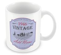 80th Birthday Gift - Vintage 1946 Personalised Wine Mug/Cup - Add Name - Blue