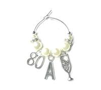 80th Birthday gift Wine Glass Charm (Q)